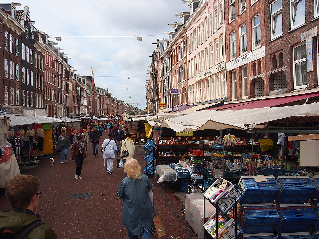 The busy Albert Cuyp street market in the De Pijp neighbourhood