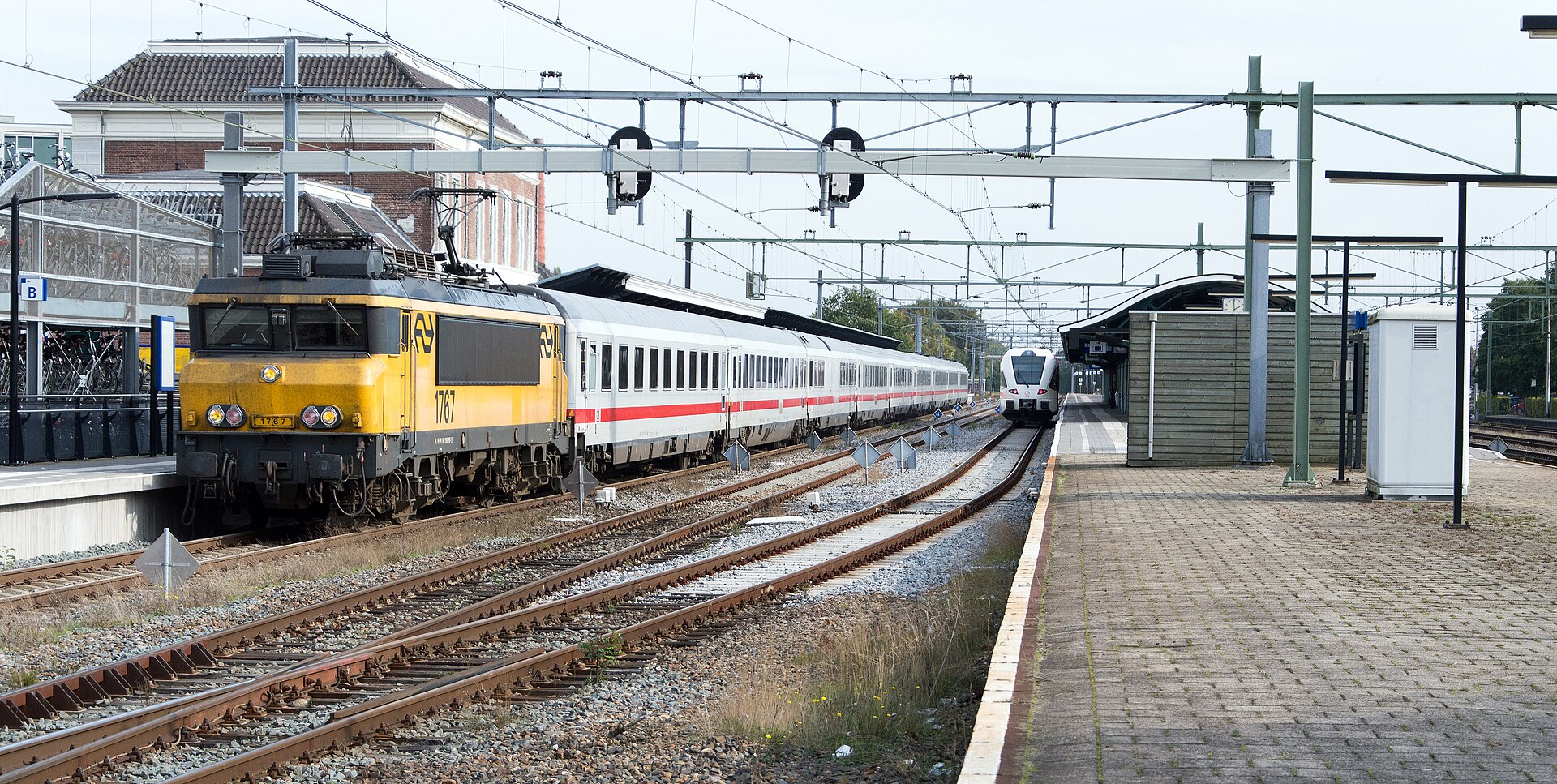 A Dutch NS intercity train at a station platform